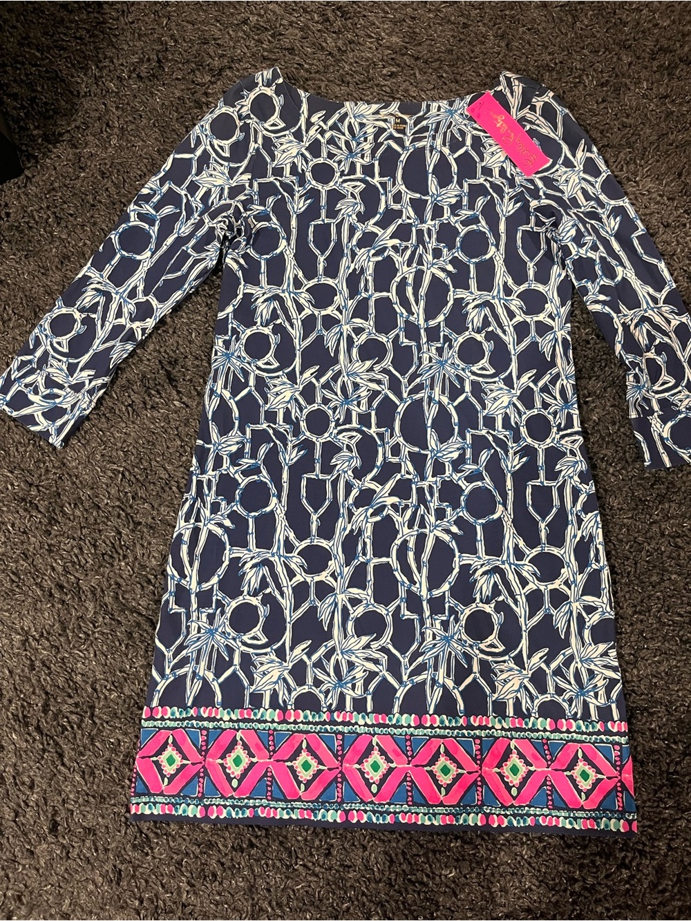 NEW WITH TAG Lilly Pulitzer Hollee Dress High Tide Navy Lucky Bamboo Size Medium